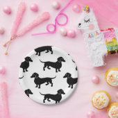 かわいく黒いダックスフントパターン ペーパープレート (パーティー)