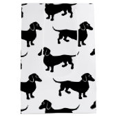 かわいく黒いダックスフントパターン ミディアムペーパーバッグ (裏面)