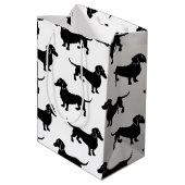 かわいく黒いダックスフントパターン ミディアムペーパーバッグ (裏面アングル)