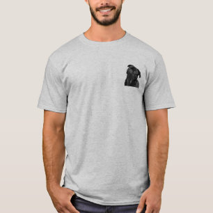 かわいく黒いパグメンズ基本的な薄い灰色のTシャツ Tシャツ