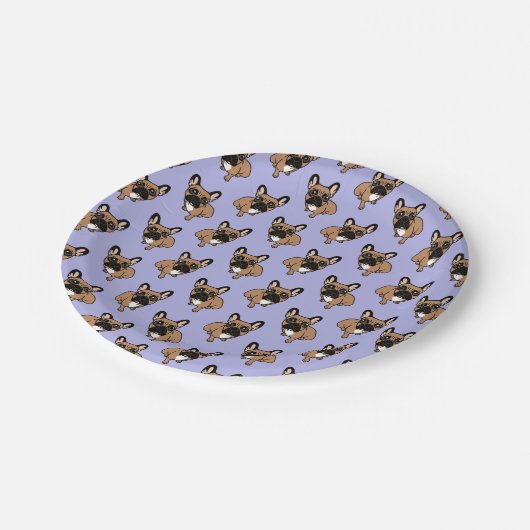 かわいく黒いマスクの子鹿Frenchieに素晴らしいがあって下さい ペーパープレート (アングル)