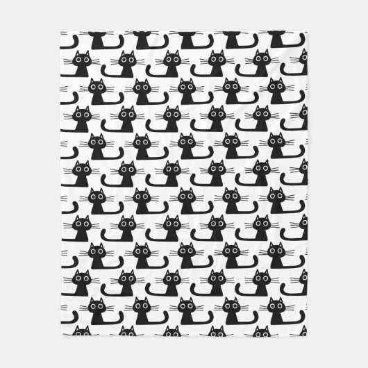 かわいく黒い子猫パターン|ペット猫好き フリースブランケット (正面)