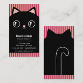 かわいく黒い子猫猫の顔のストライプのな名刺 名刺 (正面/裏面)