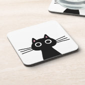 かわいく黒い子猫|のおもしろいの動物の芸術|おもしろいなペット猫 コースター (左側)