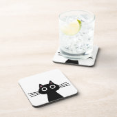 かわいく黒い子猫|のおもしろいの動物の芸術|おもしろいなペット猫 コースター (右側)