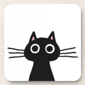 かわいく黒い子猫|のおもしろいの動物の芸術|おもしろいなペット猫 コースター (正面)