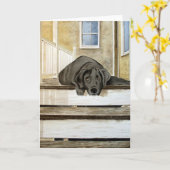 かわいく黒い実験室の挨拶状 カード (黄色い花)