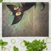 かわいく黒い東洋猫 キッチンタオル (折り畳み)