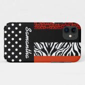 かわいく黒い水玉模様のアニマルプリントの名前をカスタムする Case-Mate iPhoneケース (裏面(横))