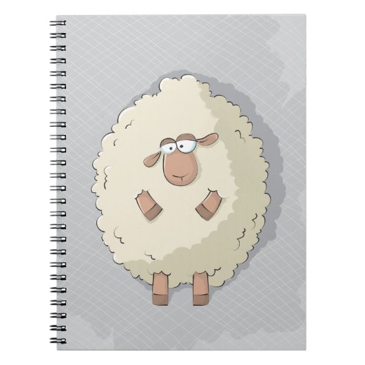かわいく、おもしろいで巨大なヒツジのイラストレーション ノートブック (正面)