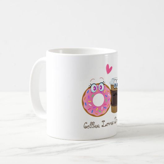 かわいく、おもしろいなコーヒーはドーナツマグを愛します コーヒーマグカップ (正面左)