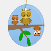 かわいく、おもしろいなフクロウ セラミックオーナメント (左)
