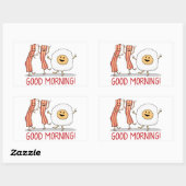 かわいく、おもしろいなベーコン・エッグのおはよう 長方形シール (シート)