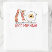 かわいく、おもしろいなベーコン・エッグのおはよう 長方形シール (バッグ)
