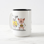 かわいく、おもしろいな牛およびブタの友人 ツートーンマグカップ (正面左)