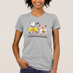 かわいく、おもしろいな牛およびブタの友人 Tシャツ