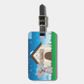 かわいく、よくはしゃぐな子犬か犬 ラゲッジタグ (正面縦)