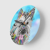 かわいく、カラフルなケアーン・テリアの時計 ラウンド壁時計 (傾斜)