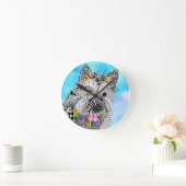 かわいく、カラフルなケアーン・テリアの時計 ラウンド壁時計 (ホーム)