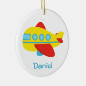 かわいく、カラフルな乗客の飛行機 セラミックオーナメント (右)