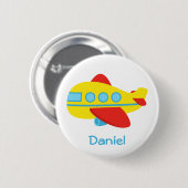 かわいく、カラフルな乗客の飛行機 缶バッジ (正面&裏面)