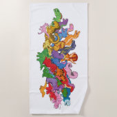 かわいく、カラフルな恐竜 ビーチタオル (正面)