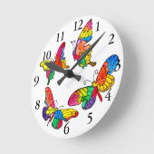 かわいく、カラフルな蝶時計 ラウンド壁時計 (傾斜)