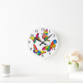 かわいく、カラフルな蝶時計 ラウンド壁時計 (ホーム)