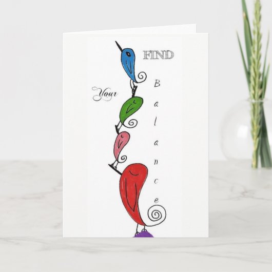 かわいく、カラフルな鳥の挨拶状 サンキューカード (正面)