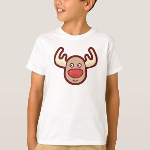 かわいく、シンプルなルドルフのトナカイ の袖のワイシャツ Tシャツ