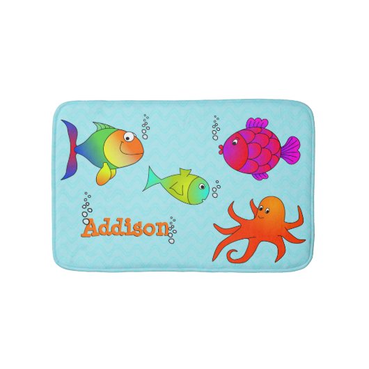 かわいく、フレンドリーな海の創造物の子供 バスマット (正面)
