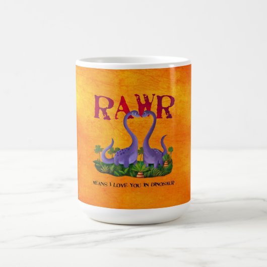 かわいく、ロマンチックなDinos - Rawr コーヒーマグカップ (中央)