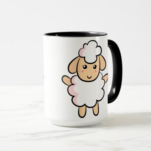 かわいく、幸せなヒツジ マグカップ (正面右)