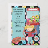 かわいく、数々のな色、アーケードの誕生日の女の子の招待状 招待状 (正面)