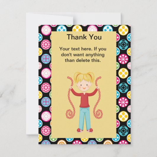 かわいく、数々のな色、アーケード2の誕生日GirlThank サンキューカード (正面)