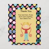 かわいく、数々のな色、アーケード2の誕生日GirlThank サンキューカード (正面/裏面)