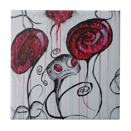 かわいく、気色悪い創造物のお洒落なゴシックの恐怖芸術 タイル (正面)