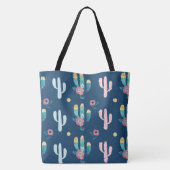 かわいく、粋で、シックで及びスタイリッシュな花のサボテンパターン トートバッグ (裏面)