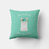 かわいく、粋なアルパカ|のターコイズ クッション (裏面)