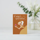 かわいこちゃんのカップケーキ-砂糖菓子のデザートのペストリー 名刺 (スタンド正面)