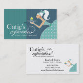 かわいこちゃんのカップケーキ-砂糖菓子のデザートのペストリー 名刺 (正面/裏面)