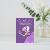 かわいこちゃんのカップケーキ-砂糖菓子のデザートのペストリー 名刺 (スタンド正面)