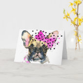 かわいこちゃんのフレンチブルドッグ カード (黄色い花)