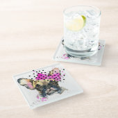 かわいこちゃんのフレンチブルドッグ ガラスコースター (アングル)