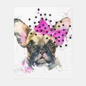 かわいこちゃんのフレンチブルドッグ フリースブランケット (正面)