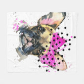 かわいこちゃんのフレンチブルドッグ フリースブランケット (正面(横))