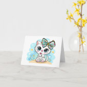 かわいこちゃんの子猫 カード (黄色い花)