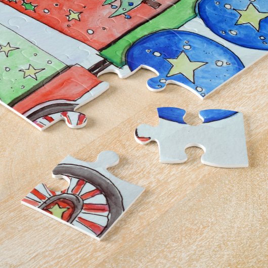 かわいこちゃんは彼女のクリスマスレイン水の色絵画の ジグソーパズル (側面)