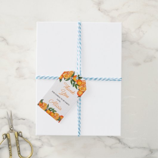 かわいこちゃんオレンジの柑橘系の誕生日ありがとう ギフトタグ (より糸付き)