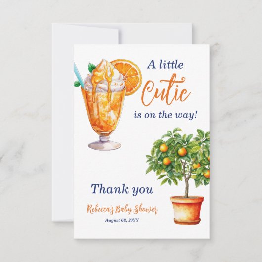 かわいこちゃんオレンジシトラスサマーアイスクリームベビーシャワー サンキューカード (正面)